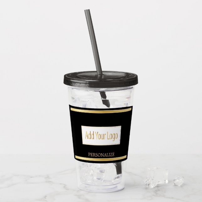 Schwarz und Gold - Logo Acryltrinkbecher (Vorderseite Ice)