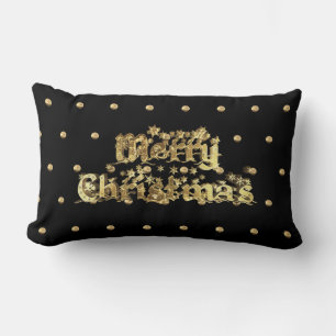 Schwarz und Gold Look Polka Dot Muster Weihnachten Lendenkissen