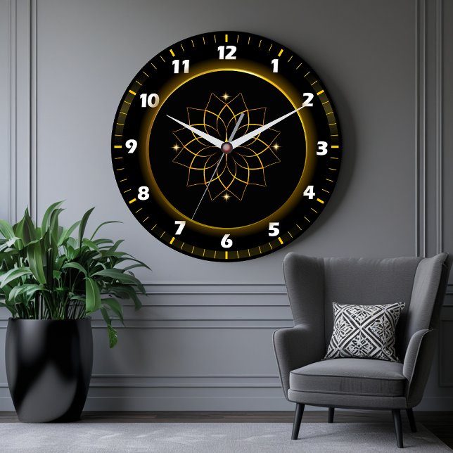Schwarz und Gold Mandala Wall Uhr - Elegante Uhr (Von Creator hochgeladen)