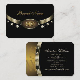 Schwarz und Gold mit Monogram Diamonds Visitenkarte