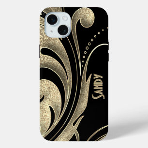 Schwarz und Gold mit Wirblem Druck  Case-Mate iPhone Hülle