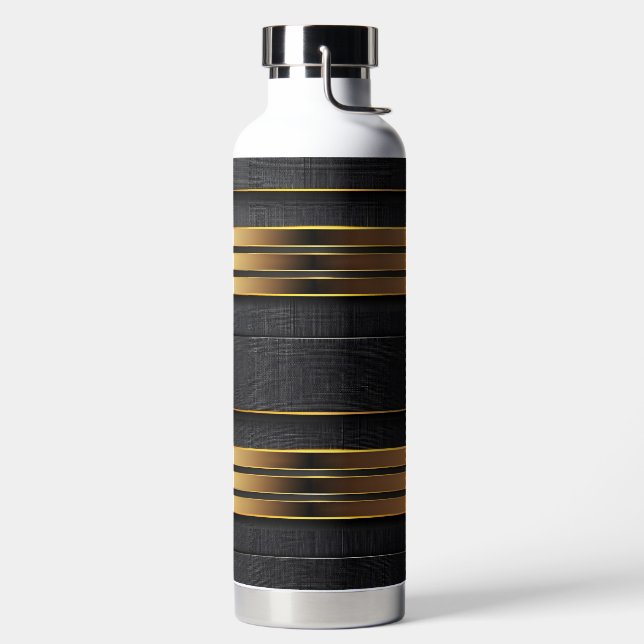 SCHWARZ UND GOLD MODERN GESCHRIEBEN AUSSEHENSPEICH TRINKFLASCHE (links)