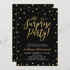 Schwarz und Gold | Modern Surprise Retirement Part Einladung