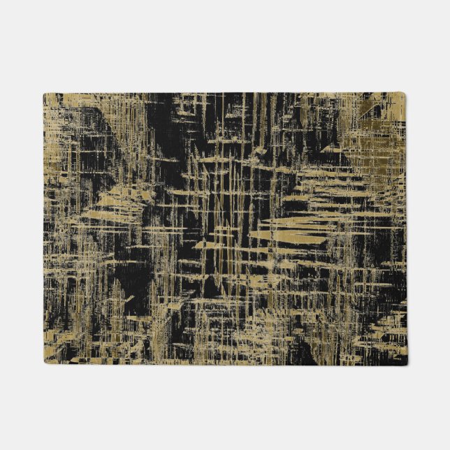 Schwarz und Gold Moderne Kunst Fußmatte (Vorderseite)