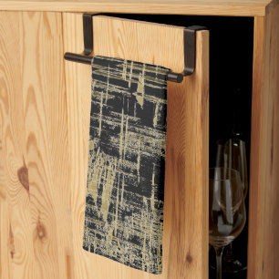 Schwarz und Gold Moderne Kunst Geschirrtuch