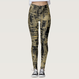 Schwarz und Gold Moderne Kunst Leggings