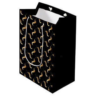 Schwarz und Gold Modernes Glam Mittlere Geschenktüte