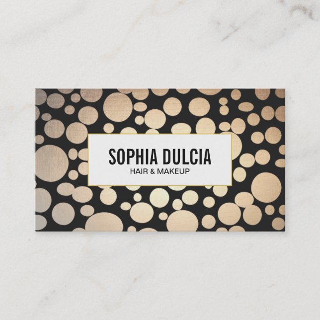 Schwarz und Gold Modernes Muster Schönheitssalon Visitenkarte (Vorderseite)