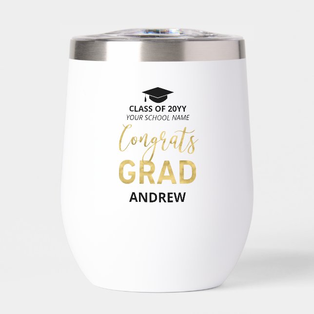 Schwarz und Gold | Name Glückwunschs Grad Abschlus (Vorderseite)