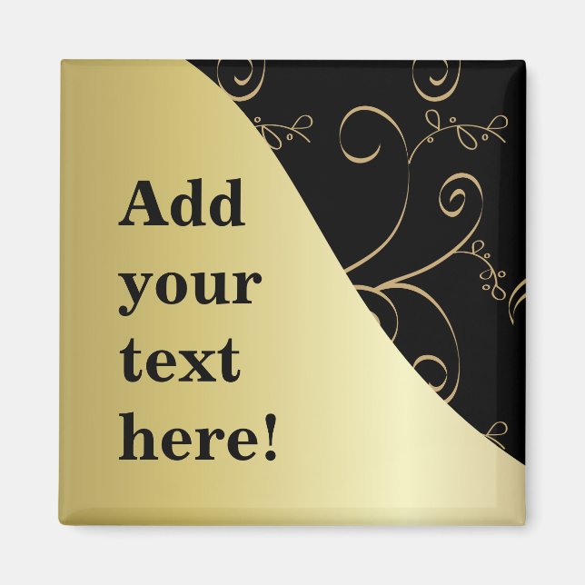 Schwarz und Gold passen sie an Magnet (Vorne)