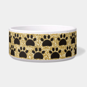 Schwarz und Gold Paws Nahtlose Muster Pet Napf