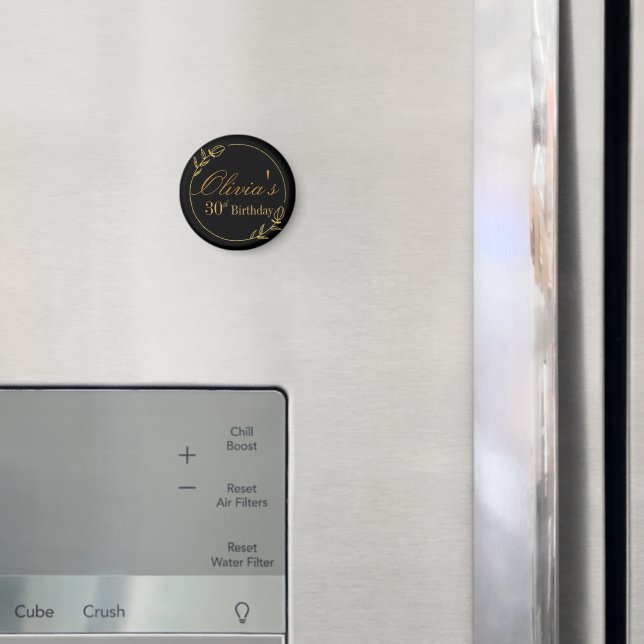 Schwarz und Gold Personalisiert Magnet (In Situ (Kühlschrank))