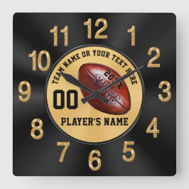 Schwarz und Gold Personalisiert Senior Football Ge Quadratische Wanduhr