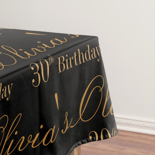 Schwarz und Gold Personalisiert Tischdecke (Beispiel)