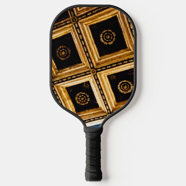Schwarz und Gold Pickleball Schläger (Vorderseite)