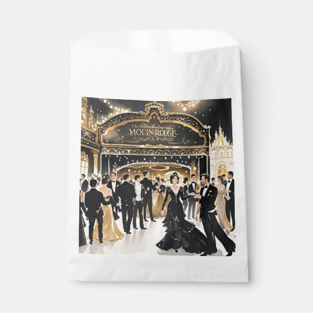 Schwarz und Gold, Rich Luxus, Moulin Rouge Stil Geschenktütchen (Vorderseite)