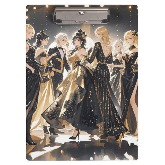 Schwarz und Gold, Rich Luxus, Moulin Rouge Stil Klemmbrett (Vorderseite)