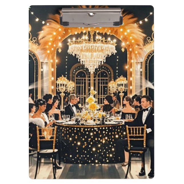 Schwarz und Gold, Rich Luxus, Moulin Rouge Stil Klemmbrett (Vorderseite)