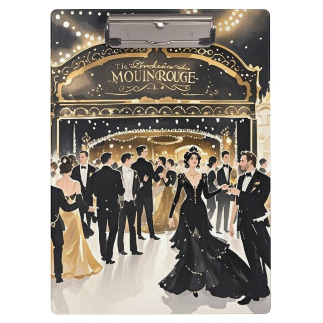 Schwarz und Gold, Rich Luxus, Moulin Rouge Stil Klemmbrett (Vorderseite)