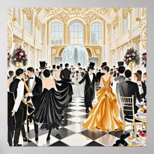 Schwarz und Gold, Rich Luxus, Moulin Rouge Stil Poster