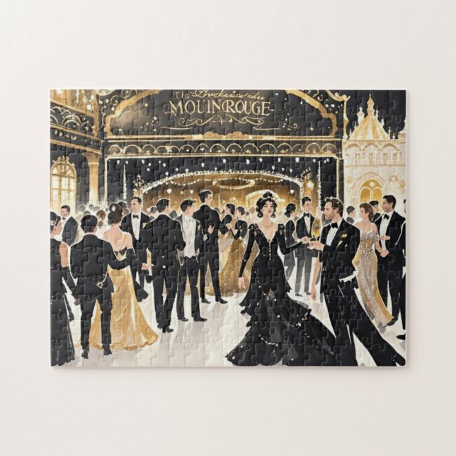 Schwarz und Gold, Rich Luxus, Moulin Rouge Stil Puzzle (Horizontal)