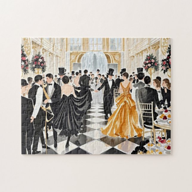 Schwarz und Gold, Rich Luxus, Moulin Rouge Stil Puzzle (Horizontal)