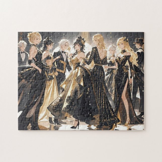 Schwarz und Gold, Rich Luxus, Moulin Rouge Stil Puzzle (Horizontal)