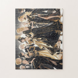 Schwarz und Gold, Rich Luxus, Moulin Rouge Stil Puzzle