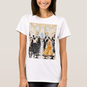 Schwarz und Gold, Rich Luxus, Moulin Rouge Stil T-Shirt
