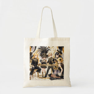 Schwarz und Gold, Rich Luxus, Moulin Rouge Stil Tragetasche