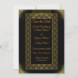 Schwarz und Gold Save-the-Date-Karte | Eleganter L Save The Date