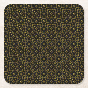Schwarz und Gold Shiny Geometrisches Muster Elegan Rechteckiger Pappuntersetzer