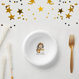 Schwarz und Gold - Silvester Pappteller