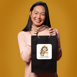 Schwarz und Gold - Silvester Quadratischer Aufkleber