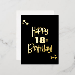 Schwarz und Gold Sonderjahr Happy 18. Geburtstag Folien Feiertagspostkarte