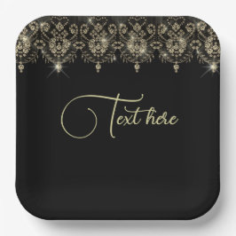 Schwarz und Gold sorgen für eleganten Funkellook Pappteller