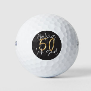 Schwarz und Gold Spaß 50. Geburtstag Golfball