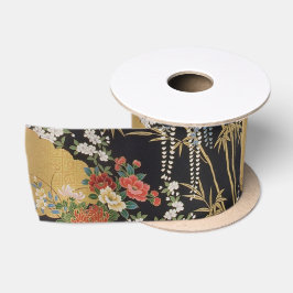 Schwarz und Gold Traditionelle japanische Kimono F Satinband