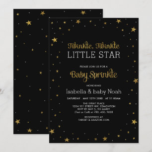 Schwarz und Gold   Twinkle Little Star Baby Sprink Einladung
