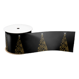 Schwarz und Gold Weihnachten Satinband