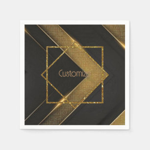 Schwarz und Gold Zickzack Serviette