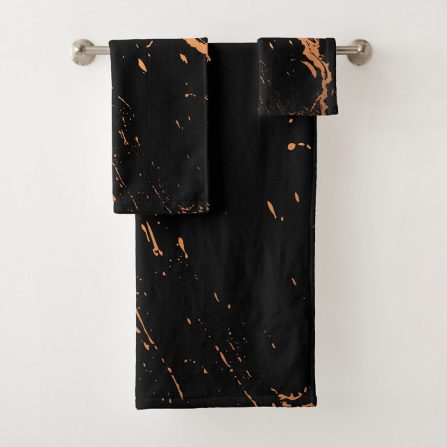 Schwarz und Golden Abstrakt Badhandtuch Set (Insitu)