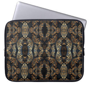 Schwarz und Golden Butterfly Nahtloses Pattren Laptopschutzhülle
