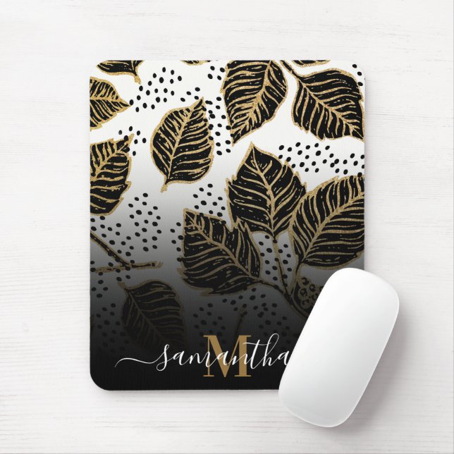 Schwarz und Golden Floral Mousepad (Mit Mouse)