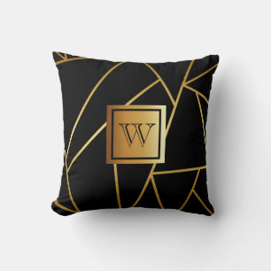 Schwarz und Golden Geometric Kissen