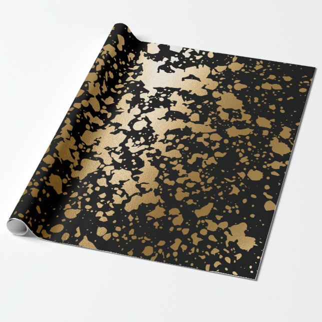 Schwarz und Golden Metallic Geschenkpapier (Ungerollt)