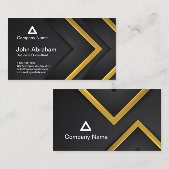 Schwarz und Golden Modern Business Card Technology Visitenkarte (Vorne/Hinten)