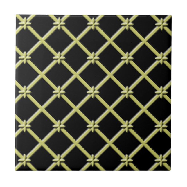 Schwarz und Golden Tile Fliese (Vorderseite)