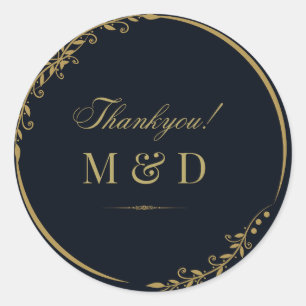 Schwarz und goldfarben, minimalistisch schick runder aufkleber