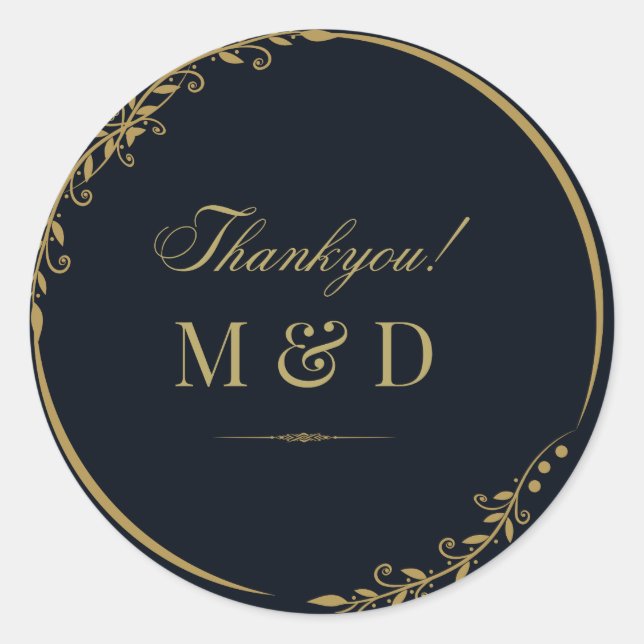 Schwarz und goldfarben, minimalistisch schick runder aufkleber (Vorderseite)